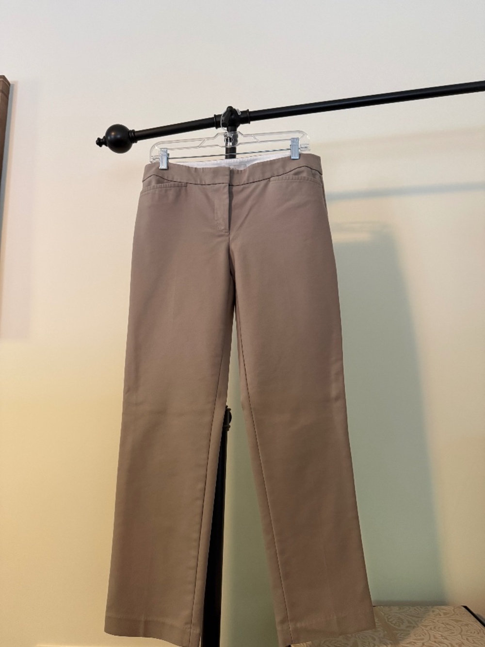 LOFT Classic Khaki Mid Rise Straight Casual Trousers Neutral
